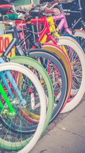 Preview wallpaper bicycles, parking, multicolored