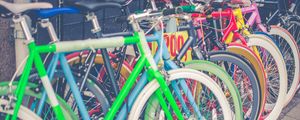 Preview wallpaper bicycles, parking, multicolored
