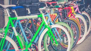 Preview wallpaper bicycles, parking, multicolored