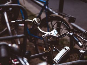 Preview wallpaper bicycles, steering wheel, bicycle parking