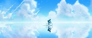 Preview wallpaper bicyclist, art, sky, clouds