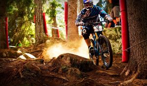 Preview wallpaper bicyclist, cross, downhill, irregularities