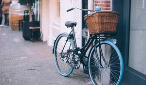 Preview wallpaper bike, city, parking, basket