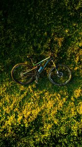 Preview wallpaper bike, grass, aerial view