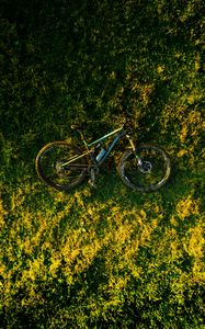 Preview wallpaper bike, grass, aerial view