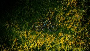 Preview wallpaper bike, grass, aerial view