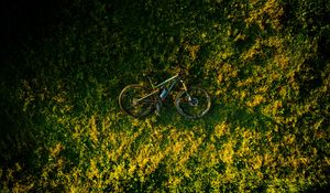 Preview wallpaper bike, grass, aerial view