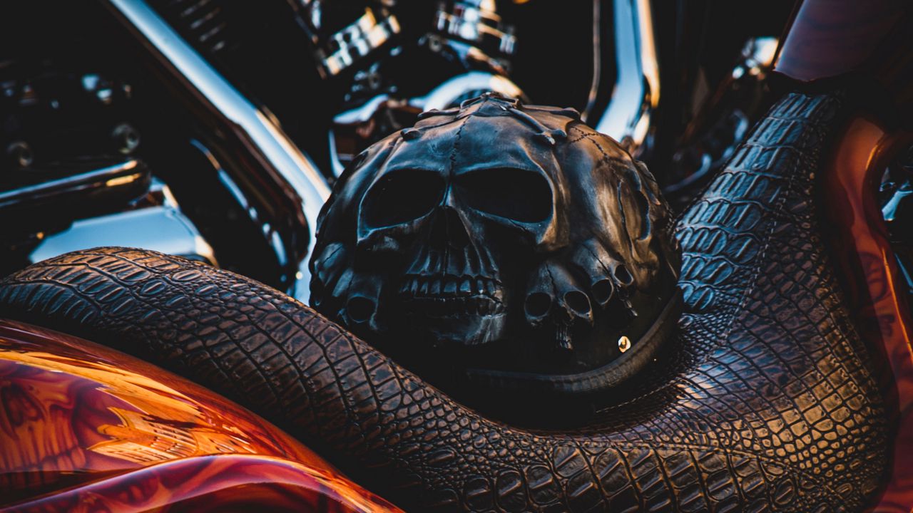 Wallpaper bike, helmet, motorcycle, skulls