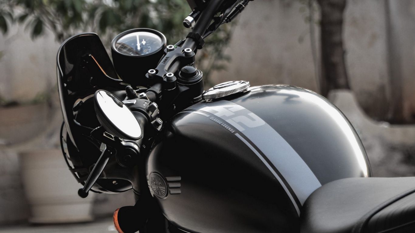 Download wallpaper 1366x768 bike, motorcycle, black, trees tablet ...