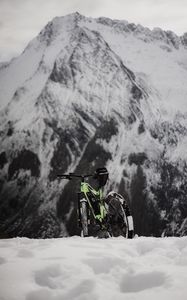 Preview wallpaper bike, snow, mountains, nature