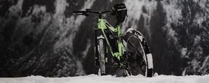 Preview wallpaper bike, snow, mountains, nature