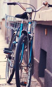 Preview wallpaper bike, street, sidewalk, cars, parking