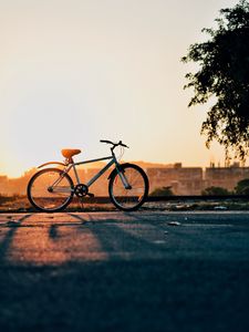 Preview wallpaper bike, sunset, horizon, sky