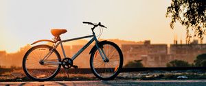 Preview wallpaper bike, sunset, horizon, sky