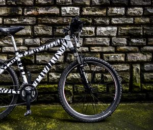 Preview wallpaper bike, wall, bricks, moss