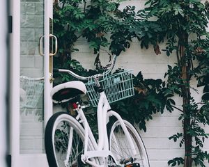 Preview wallpaper bike, white, leaves, plant