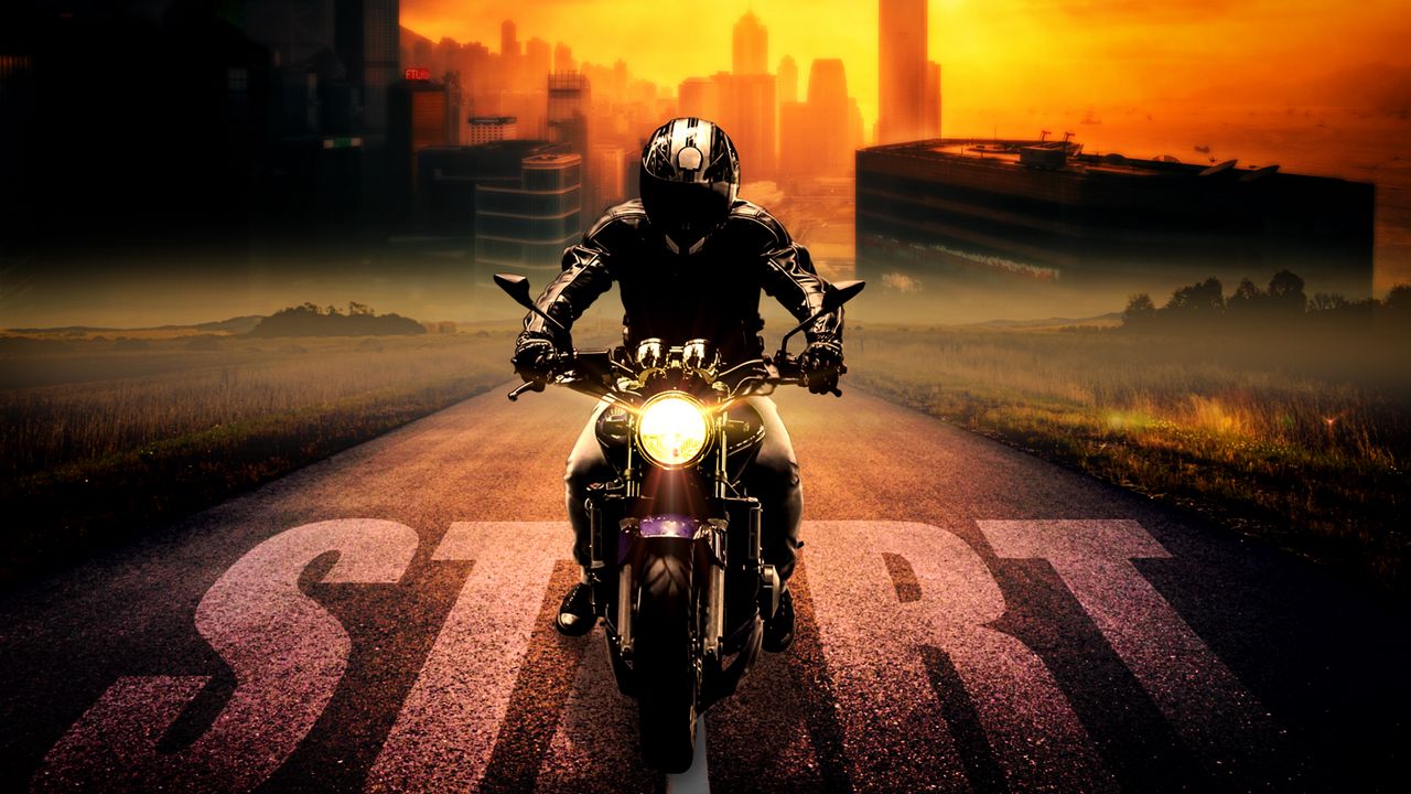 Wallpaper biker, bike, motorcycle, motorcyclist, photoshop