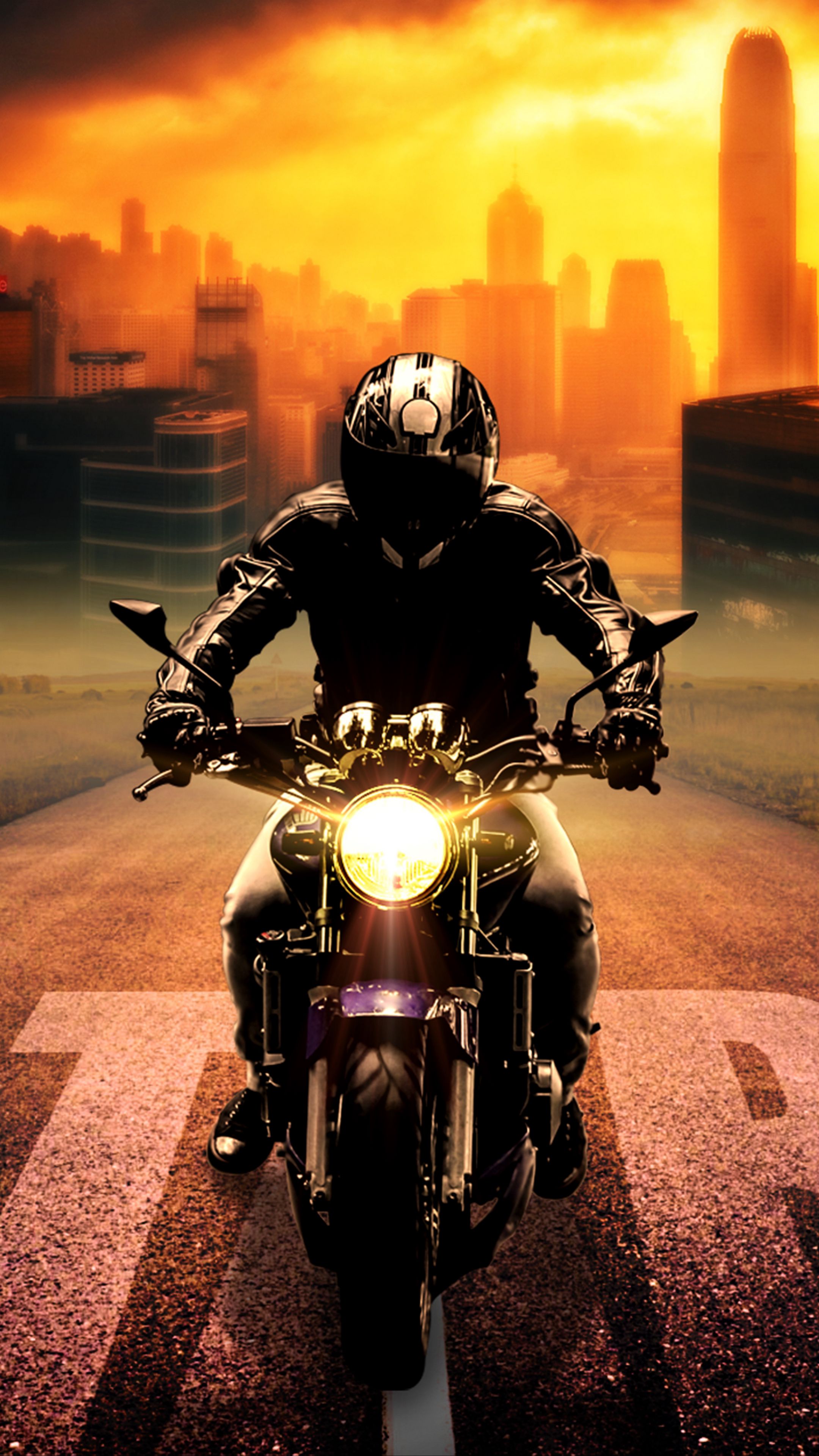 2160x3840 Wallpaper biker, bike, motorcycle, motorcyclist, photoshop