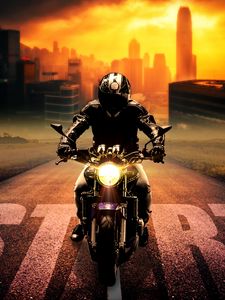 Preview wallpaper biker, bike, motorcycle, motorcyclist, photoshop