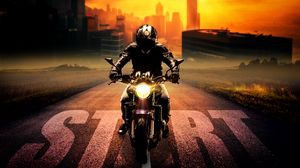 Preview wallpaper biker, bike, motorcycle, motorcyclist, photoshop