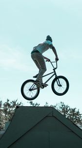 Preview wallpaper biker, trick, jump