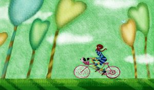 Preview wallpaper biking, nature, trees, heart, walk