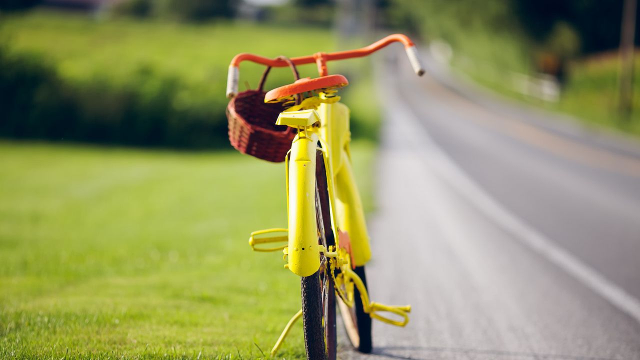 Wallpaper biking, summer, grass, light, road