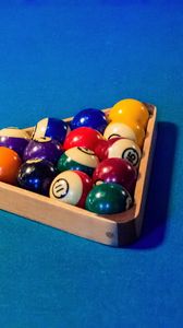 Preview wallpaper billiards, balls, triangle, broadcloth, table