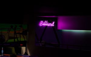 Preview wallpaper billiards, inscription, neon, backlight