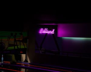 Preview wallpaper billiards, inscription, neon, backlight