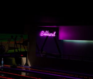 Preview wallpaper billiards, inscription, neon, backlight