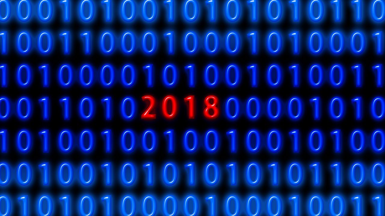 Wallpaper binary code, new year, 2018