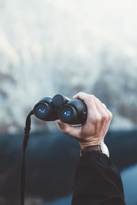 Preview wallpaper binoculars, hand, watch, focus