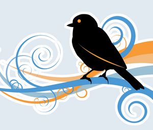 Preview wallpaper bird, beak, black, branch