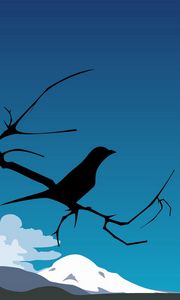 Preview wallpaper bird, branch, clouds, sky, silhouette