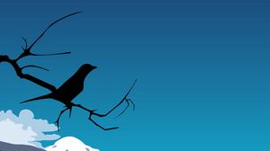 Preview wallpaper bird, branch, clouds, sky, silhouette