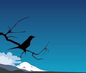 Preview wallpaper bird, branch, clouds, sky, silhouette