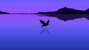 Preview wallpaper bird, flight, water, reflection, vector, blue
