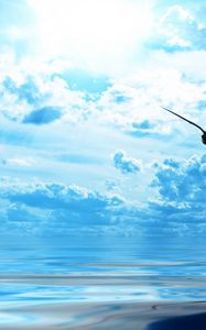 Preview wallpaper bird, ocean, flight, sky, clouds