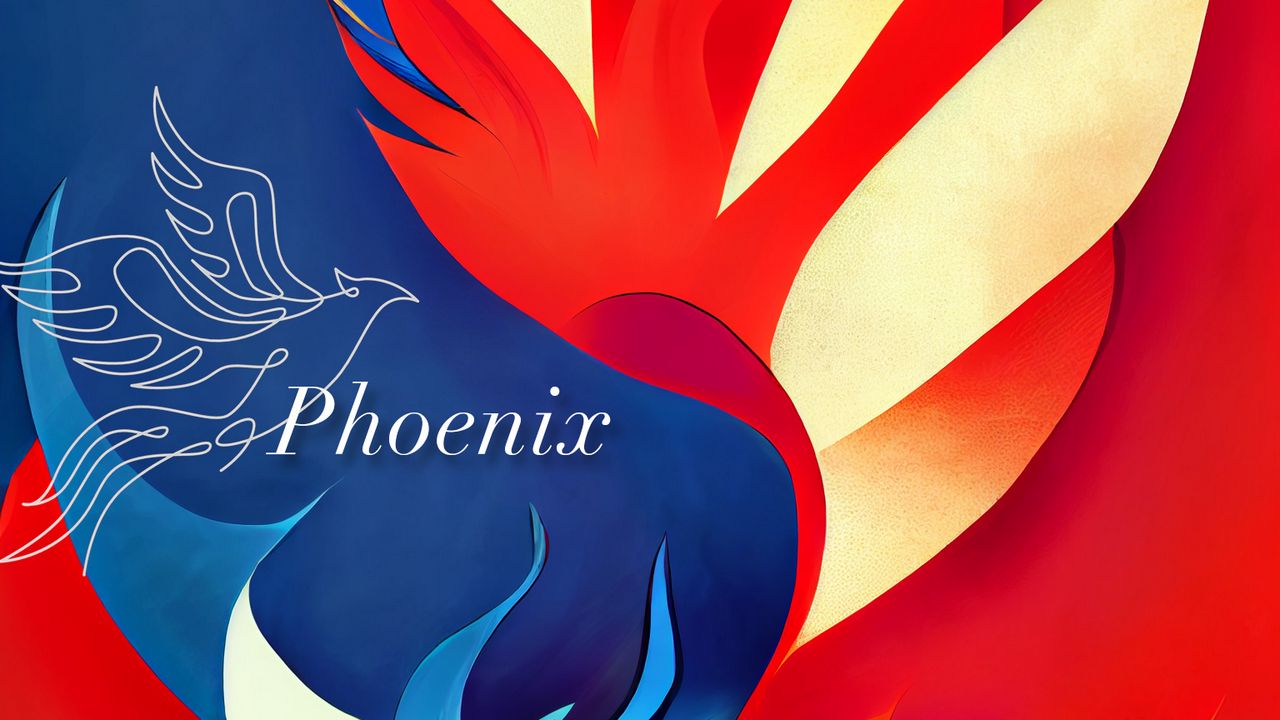 Wallpaper bird, phoenix, abstraction, text