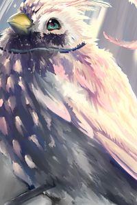 Preview wallpaper bird, pink, feathers, art