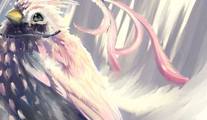 Preview wallpaper bird, pink, feathers, art