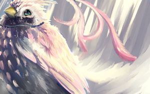 Preview wallpaper bird, pink, feathers, art