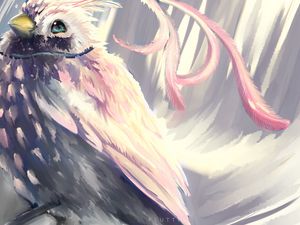 Preview wallpaper bird, pink, feathers, art