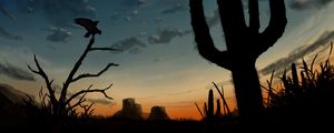 Preview wallpaper bird, predator, silhouette, dusk, art