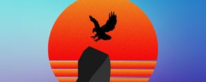 Preview wallpaper bird, silhouette, mountain, vector, art