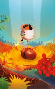 Preview wallpaper bird, sing, forest, art