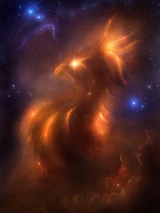 Preview wallpaper bird, space, stars, illusion, art