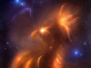 Preview wallpaper bird, space, stars, illusion, art