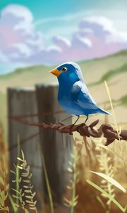 Preview wallpaper bird, wire, art